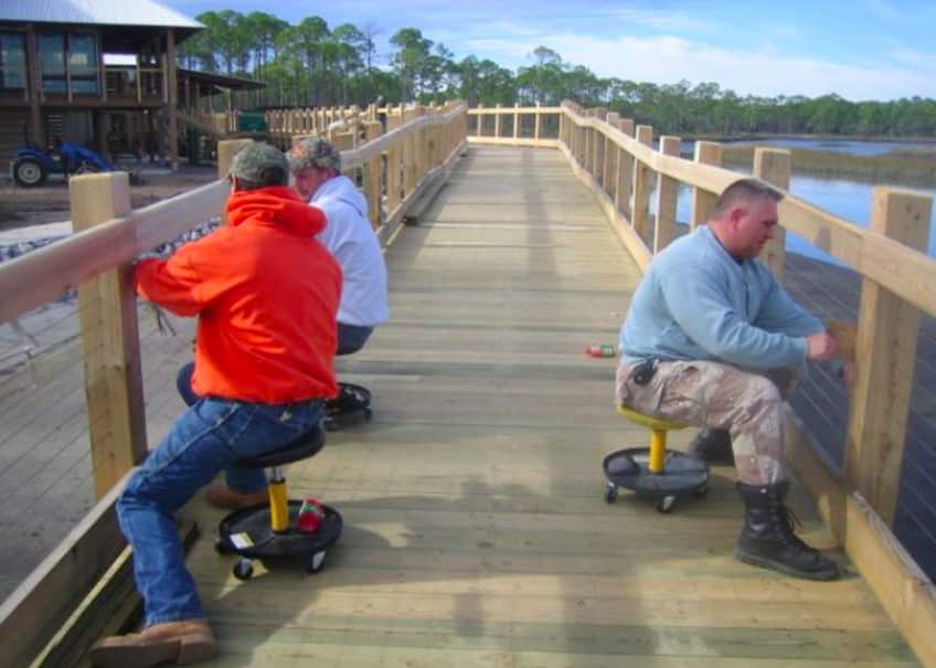 cable railing on wood post