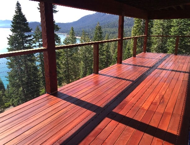 wood deck with cable railing