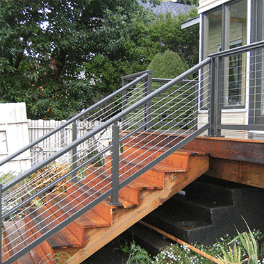 RailFX Wood Stair Aluminum Cable Railing System RailFX Wood Stair Aluminum Cable Railing System