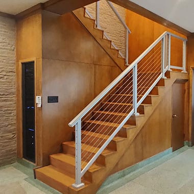 mixed material stair railing