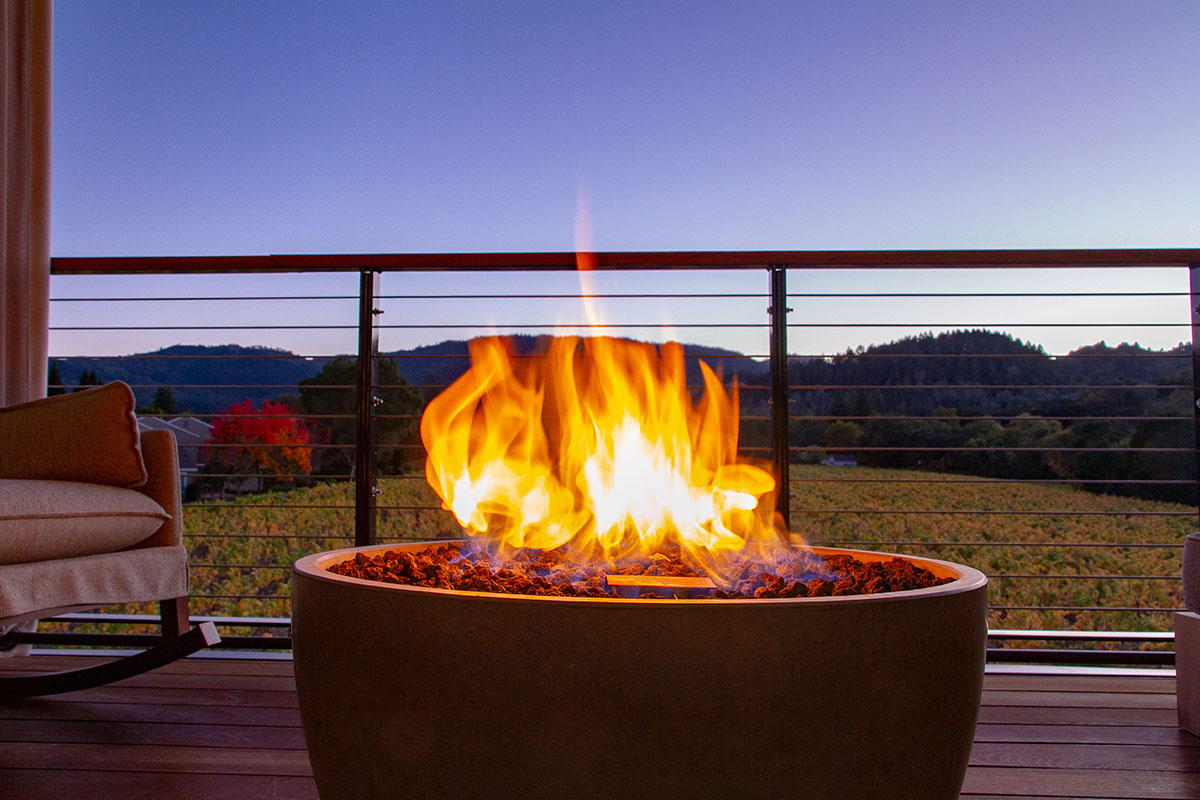 railing with fire pit